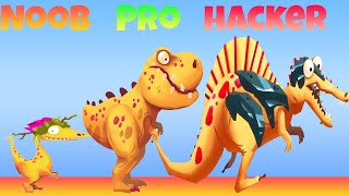 NOOB vs PRO vs HACKER in dinobash - Raptor t rex spino screenshot 5