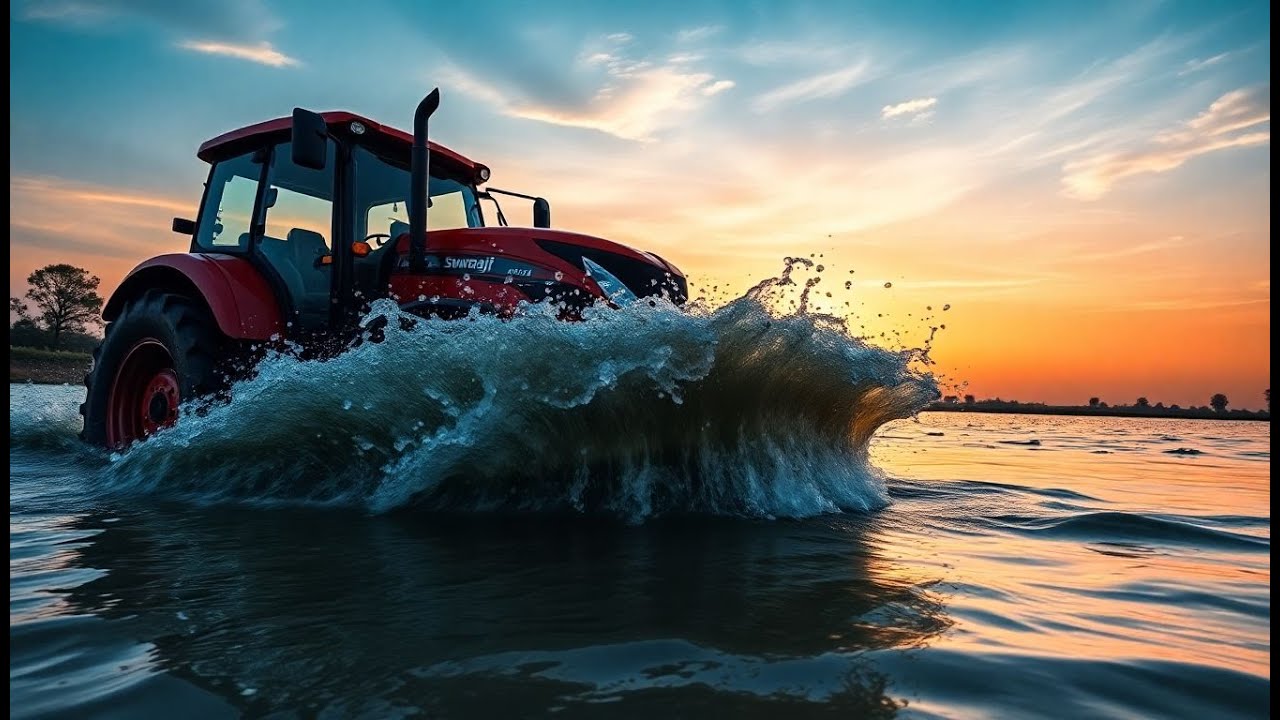 Swaraj 744 Tractor in Deep Water | Tractor Washing in River | Deep ...