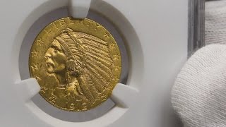 1912 - Gold Half Eagle, Pre-1933 US Gold, MS63 NGC, $5.00 Indian