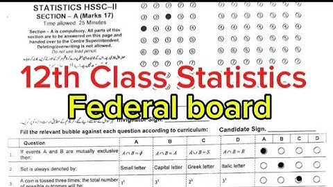 Fbise 12th class Statistics solved mcqs federal board class 12 Statistics paper 2025 fbise