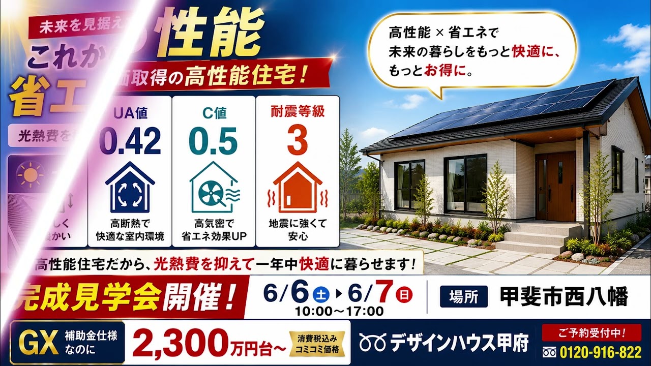 6月6,7日 完成見学会開催 #完成見学会 #平屋 #GX補助金 #高断熱住宅