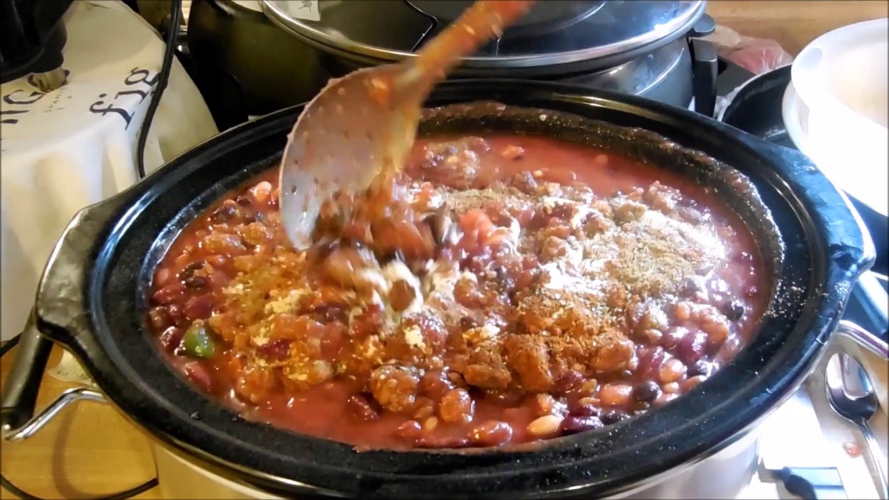 Beef and Sausage Slow Cooker Chili YouTube