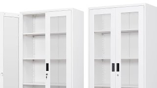 Display Cabinet with Glass Doors Curio Cabinets with 4 Adjustable Shelves Locking Glass doors DIY