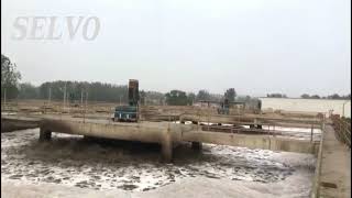 Vertical shaft surface aerators working on site