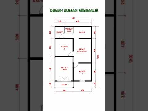 DESAIN DENAH RUMAH MINIMALIS UKURAN 6X10 METER DENGAN 2 KAMAR TIDUR