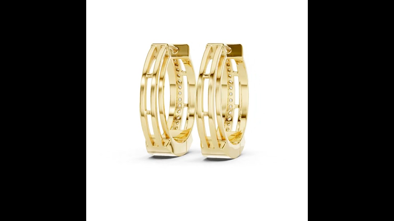 Double Row Diamond Hoops Earrings