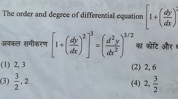 Bhu msc mathematics entrance 2020 Question based on ODE||Order & degree||