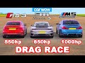 BMW M5 1,000 dk v Audi RS3 800 dk v Porsche 911 Turbo S - DRAG RACE