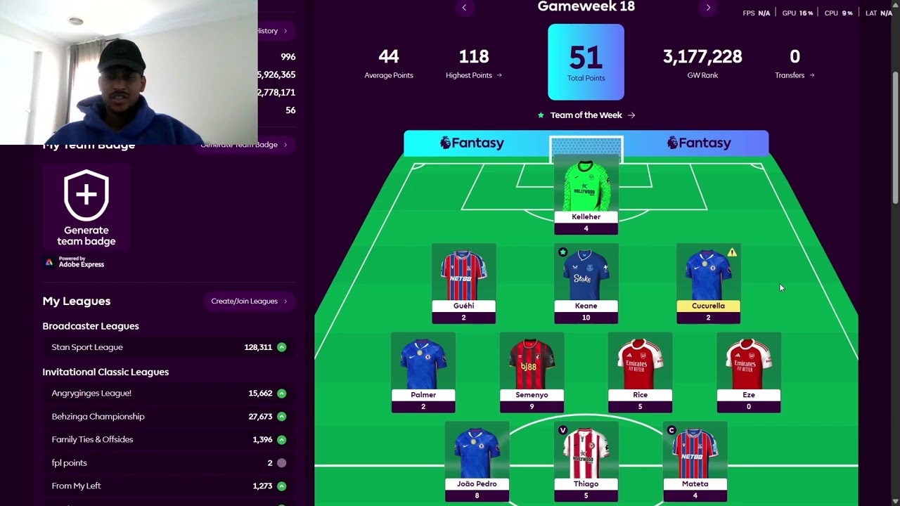 Premier League Fantasy Football 25/26 Week 18