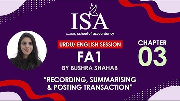 FA1 | Chapter 3 | Recording, summarising and posting transactions | ACCA | BPP | FIA Module