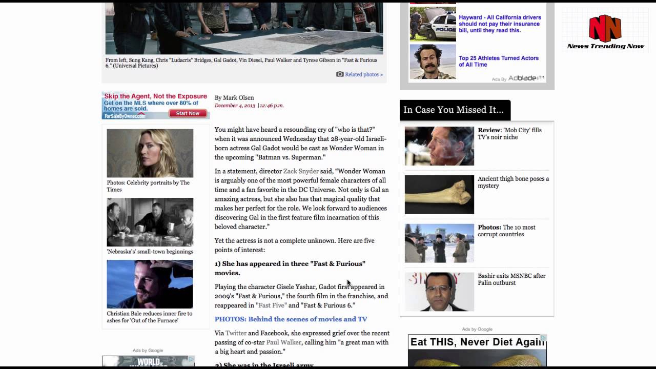 Gal Gadot Cast to play Wonder Woman