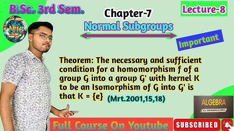 B.Sc. 3rd Sem. Math Algebra Chapter-7 Normal Subgroups Lecture-8#bsc #NK Smart Classes