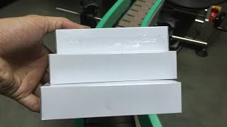 Testing small boxes overwrapping machine for Canadian customer