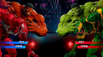 RED HULK & RED VENOM VS HULK & GREEN VENOM - Marvel vs Capcom Infinite All Costumes Unlock