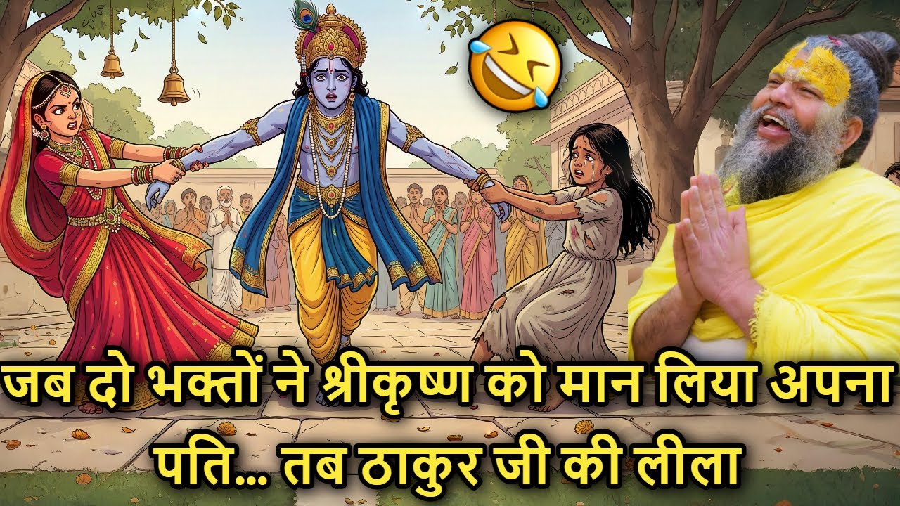 😂🍃 Jab Do Ladkiyo 👧🏻 Ne Krishna Ji 🐚 Ko Maan Liya Apna Pati 💍… Tab Thakur Ji Ki Leela!
