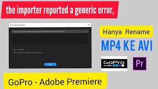 Error message adobe primere | the importer reported a generic error