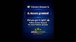 Python Quiz epi 17‎#programming #python #webdeveloper #coding #nigeria #ArewaTech #computer