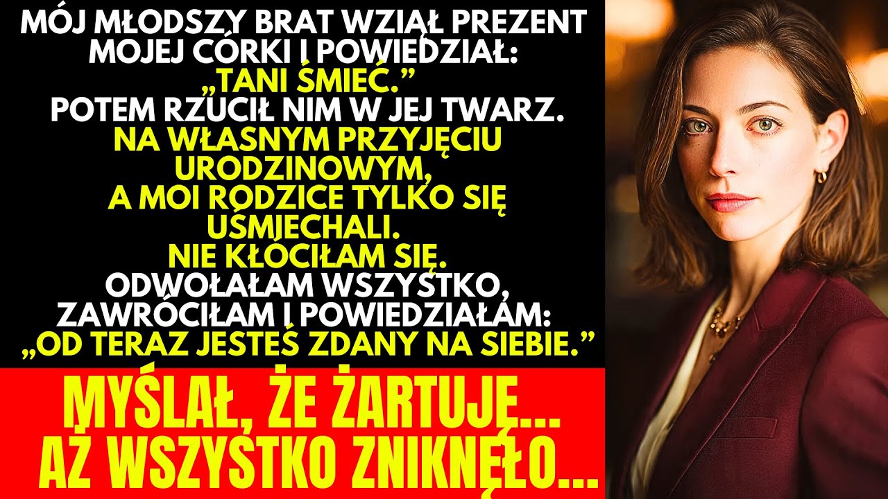Mój młodszy brat wziął prezent mojej córki i powiedział: „Tani śmieć.” — wtedy wydarzyło się coś.