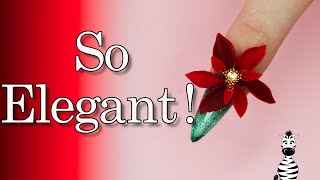 GORGEOUS Oversized Poinsettia Acrylic Nail Art Tutorial