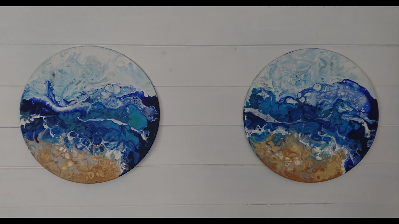 [034] Silent Fluid art Acrylic pouring techniques - Ocean waves