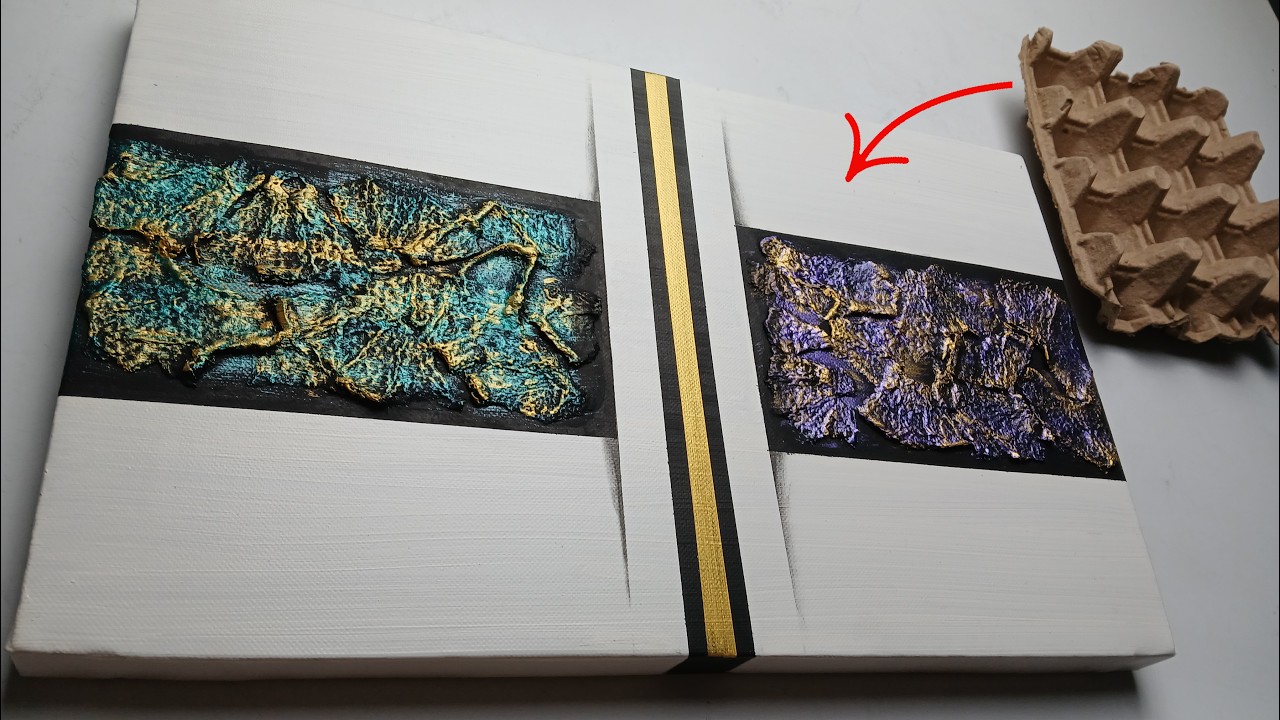 Textured Abstract Painting with Egg Carton