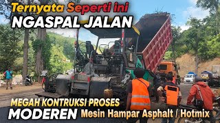 PROSES PENGASPALAN JALAN  ASPHALT| PAVING ROAD CONSTRUCTION Mengunakan Mesin Aspal Hotmix