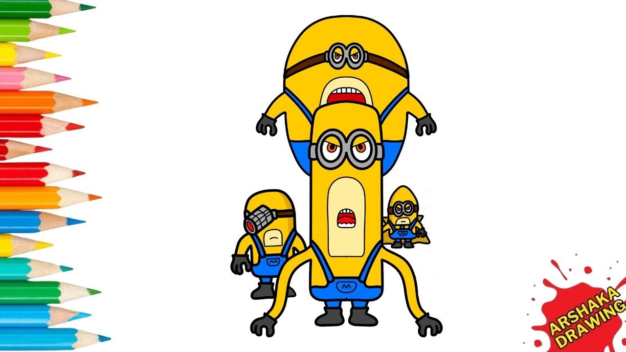 All Mega Minions Characters from Despicable Me 4 Drawing Easy | How to Draw Mega Minions Tim, Gus