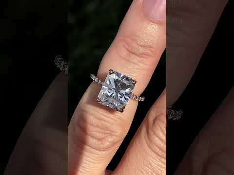 Emerald / Radiant Lab Grown Diamond Petite Basket Engagement Ring ring video