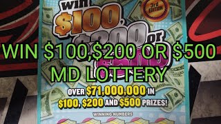 WIN $100 $200 OR $500 👀 MARYLAND LOTTERY 👻#subscribe #lottery #sub 