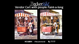 BeckerArt Vendor Cart with people Paint-a-long