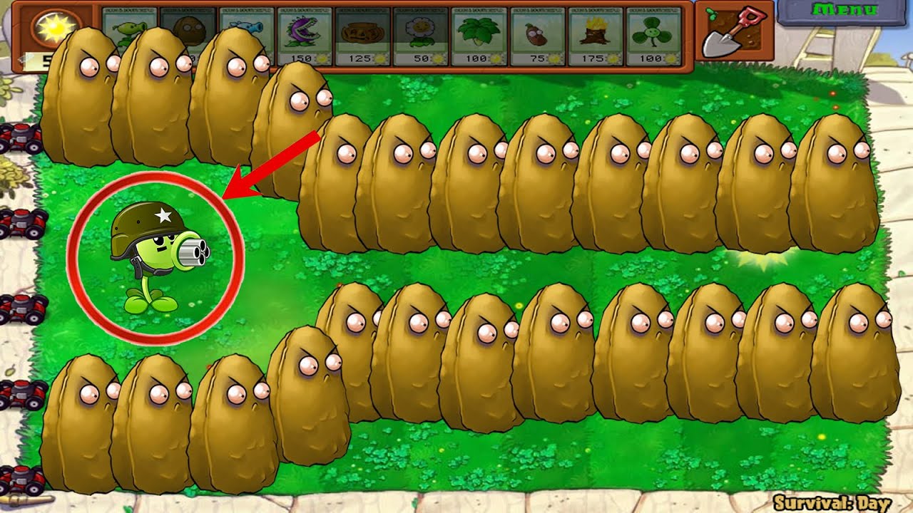 Plants vs Zombies Hack - 1 Gatling Pea vs Tall Nut vs All Zombie PVZn ...