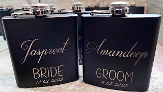 Custom Laser Engraved Black Flasks.