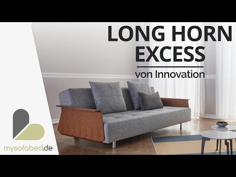 Vorschau: LONG HORN EXCESS Schlafsofa mit Holzarmlehnen von Innovation - mysofabed.de