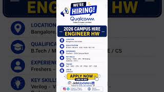 Qualcomm Campus Hire Engineer HW 2026 - Exciting Hardware Job in Bangalore - ECE VLSI EE Freshers