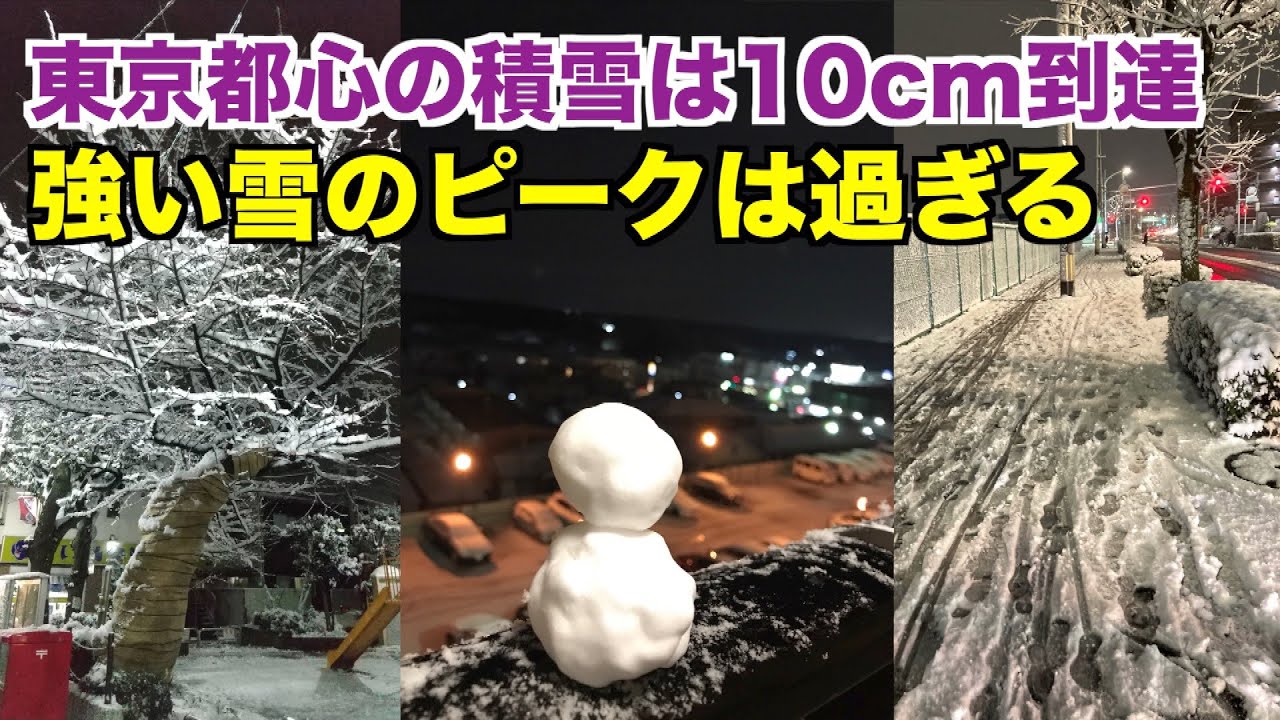東京都心の積雪は10cm到達 強い雪のピークは過ぎる Youtube 東京都心の積雪は10cm到達 強い雪のピークは過ぎる Youtube