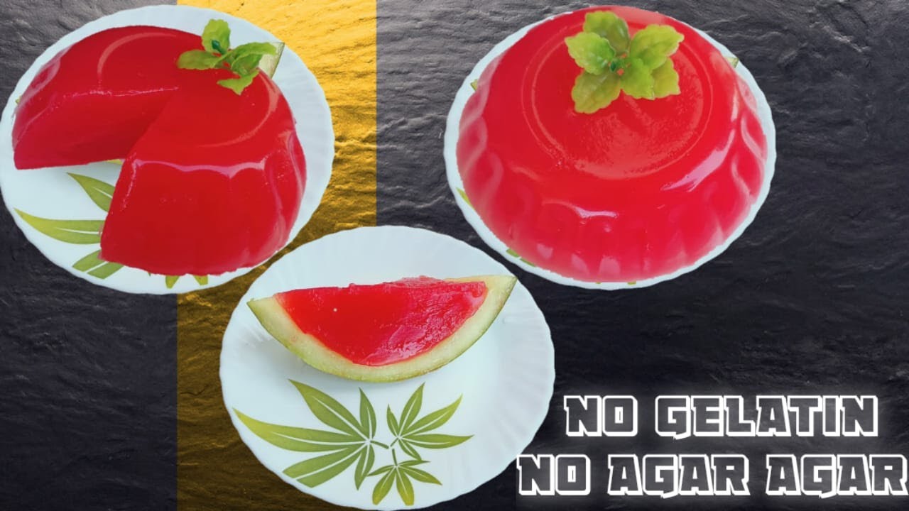 Easy home made jelly without jelatin and agar agar. Watermelon jelly at