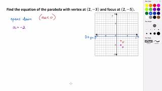 Finding the Equation of a Conic Section Parabola (Example 2)