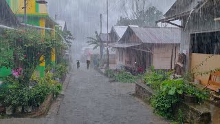 Very heavy rain in the village || Fall asleep instantly with the sound of heavy rain