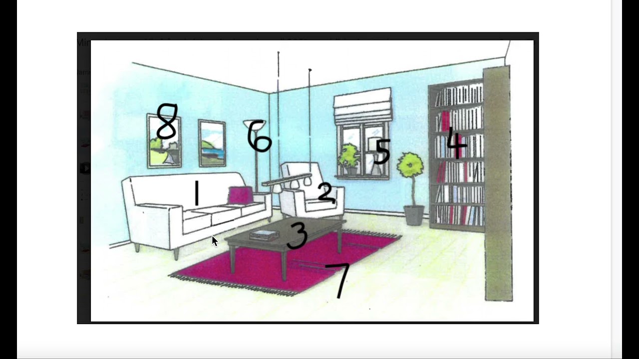 Fyra rum, 8 saker i varje  Läs orden