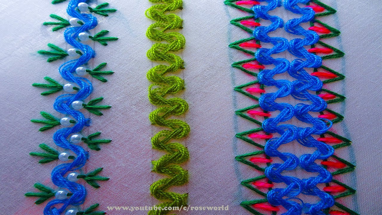Decorative Stitches Hand Embroidery Part 2 Border Line Embroidery Video Tutorial