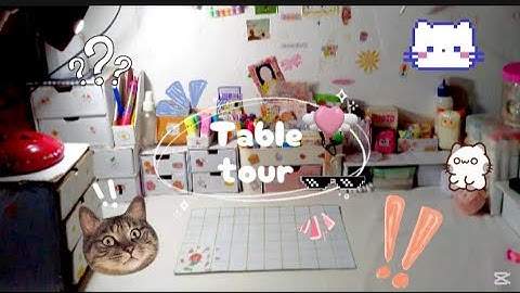 Table tour 🍥 🍡 || most requested video ✌🏻😎|| with my voice 🫧| aesthetic, kawaii, cute, table tour 🍥💓