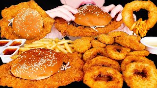 ASMR GIANT PORK CUTLET BURGER CHICKEN NUGGETS ONION RINGS MUKBANG 롯데리아 먹방 ロッテリア 咀嚼音 EATING SOUNDS