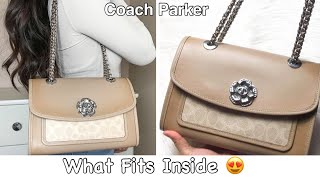 COACH PARKER SAND TAUPE | WHAT FITS INSIDE ❤️