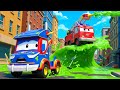 スライム洪水！🚒 スーパートラックのカーウォッシュ＆清掃 | 子ども向け救助車