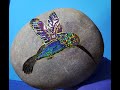 Holographic foiled hummingbird  rock art