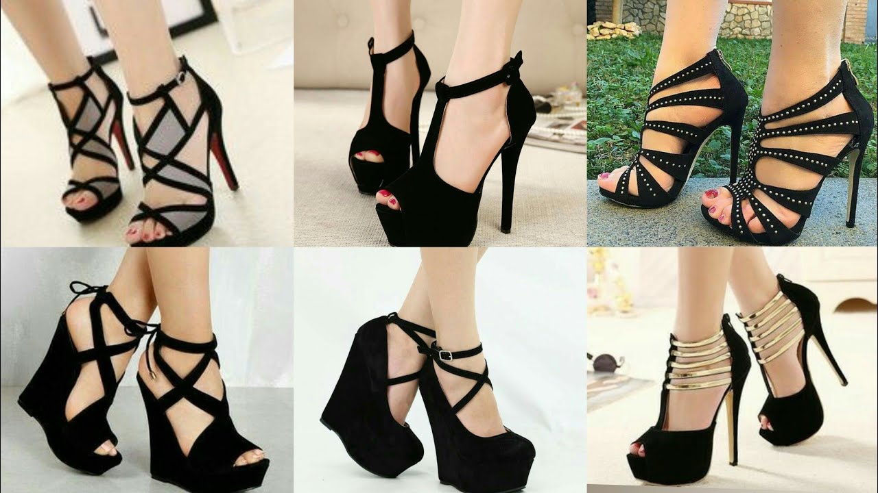 New gorgeous design of black heel shoes 