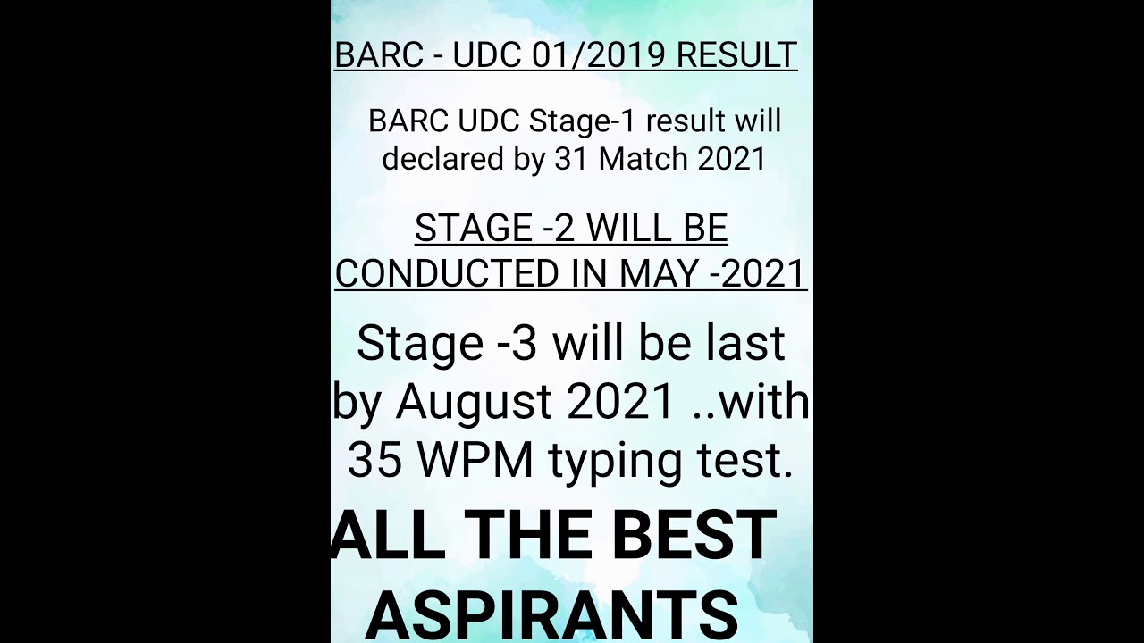 BARC UDC Stage-1 Result.
