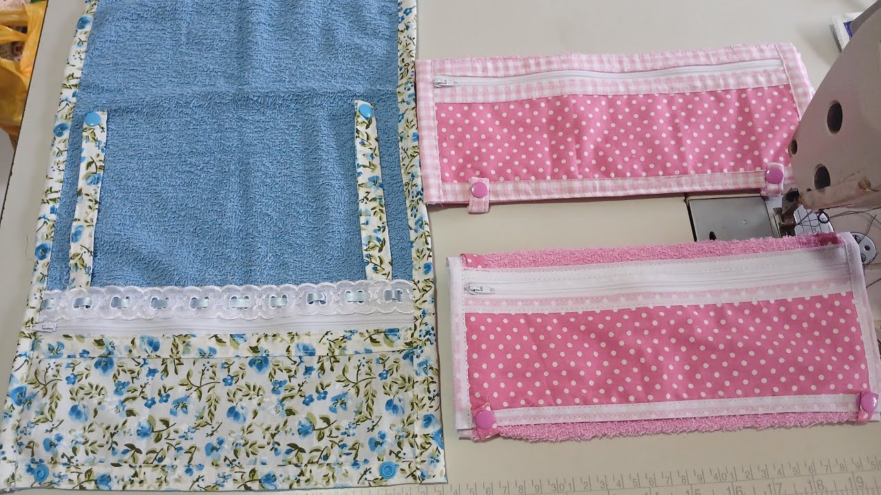 Costurando toalhinhas de Volta às Aulas.