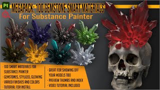 100 Gemstone smart materials for Substance Painter by ArtisticSquad