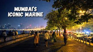 Marine Drive Mumbai at Night | Relaxing Walk & Ocean Ambience in 4K